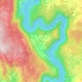 Dabrac topographic map, elevation, terrain