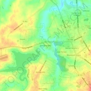 Sparta Heights topographic map, elevation, terrain