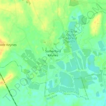 Somerford Keynes topographic map, elevation, terrain
