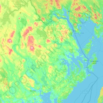 Bright Island topographic map, elevation, terrain