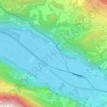 Hüsen topographic map, elevation, terrain