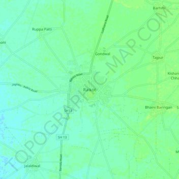 Raikot topographic map, elevation, terrain