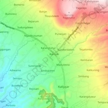 Kertek topographic map, elevation, terrain