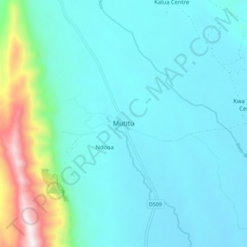 Mutitu topographic map, elevation, terrain