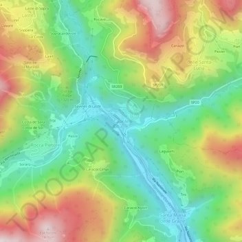 Caprile topographic map, elevation, terrain