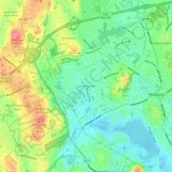 Cummingsville topographic map, elevation, terrain