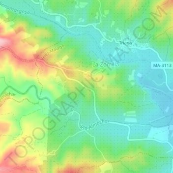 Lomas de Cútar topographic map, elevation, terrain