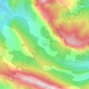 Laval topographic map, elevation, terrain