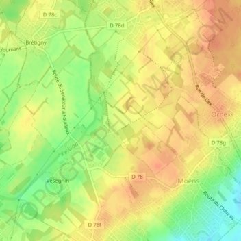 Les Tates topographic map, elevation, terrain