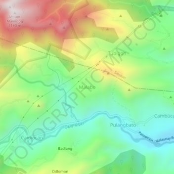 Malabo topographic map, elevation, terrain
