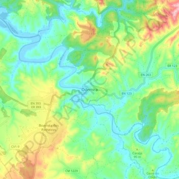 Odemira topographic map, elevation, terrain
