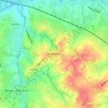 Herhout topographic map, elevation, terrain