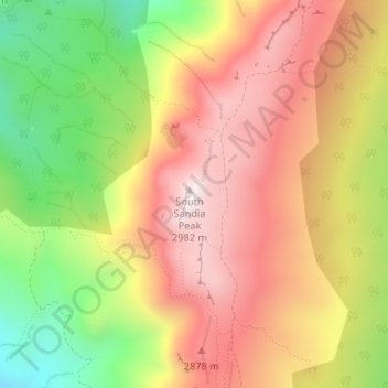 South Sandia Peak topographic map, elevation, terrain