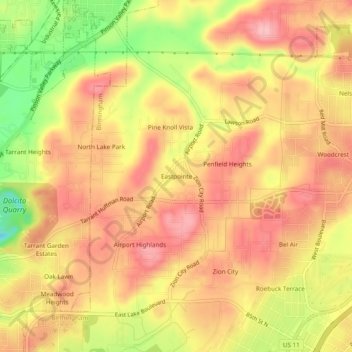 Eastpointe topographic map, elevation, terrain