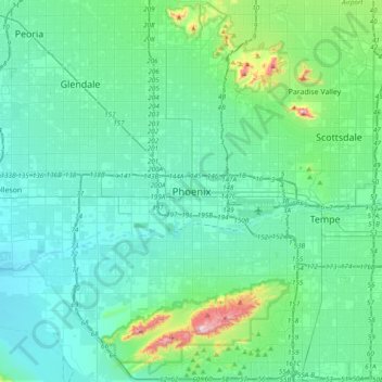 Phoenix topographic map, elevation, terrain