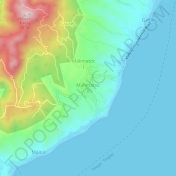 Malimatoc II topographic map, elevation, terrain