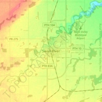 Swan River topographic map, elevation, terrain