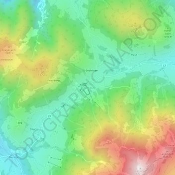 Oberau topographic map, elevation, terrain