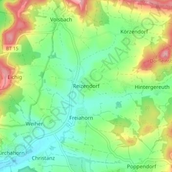 Reizendorf topographic map, elevation, terrain