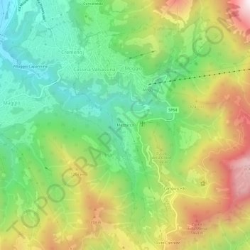 Mezzacca topographic map, elevation, terrain