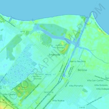 Ensenada topographic map, elevation, terrain