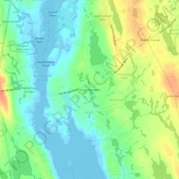 South Westport topographic map, elevation, terrain