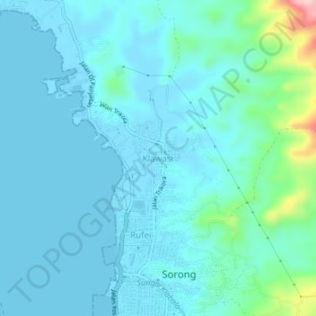 Klawasi topographic map, elevation, terrain