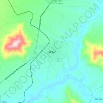 Tuxpan topographic map, elevation, terrain