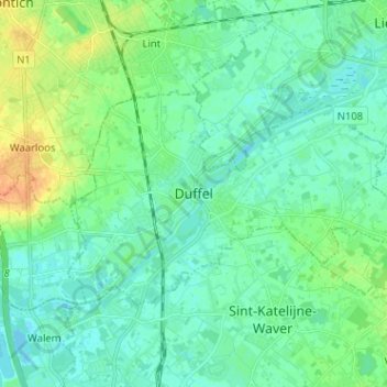 Duffel topographic map, elevation, terrain