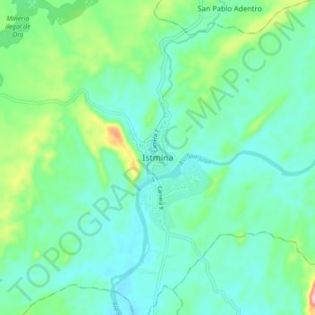 Istmina topographic map, elevation, terrain