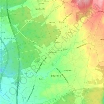 Alumieira topographic map, elevation, terrain