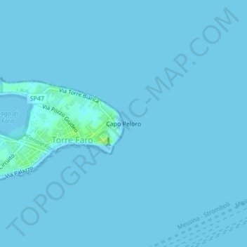Capo Peloro topographic map, elevation, terrain