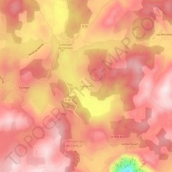 Les Fonts topographic map, elevation, terrain