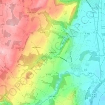 Bachmaier topographic map, elevation, terrain