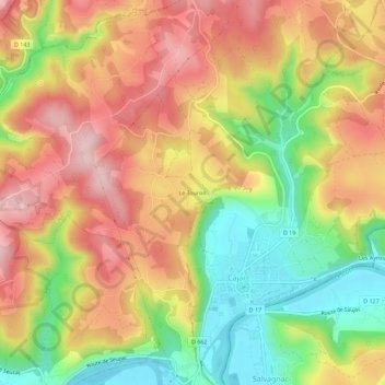 Le Touron topographic map, elevation, terrain