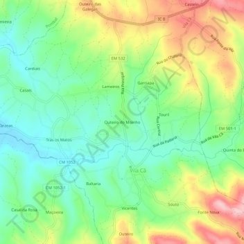 Outeiro do Moinho topographic map, elevation, terrain