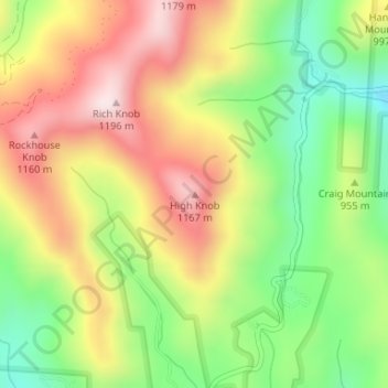 High Knob topographic map, elevation, terrain