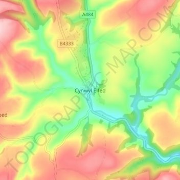 Cynwyl Elfed topographic map, elevation, terrain