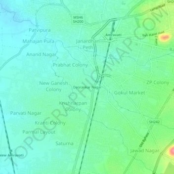 Deorankar Nagar topographic map, elevation, terrain