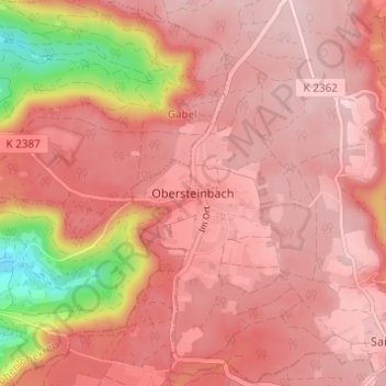 Obersteinbach topographic map, elevation, terrain