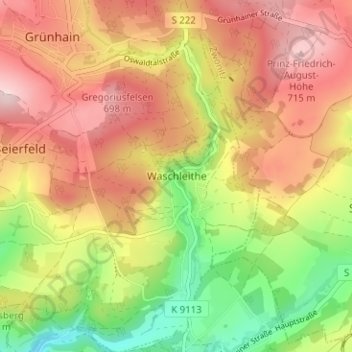 Waschleithe topographic map, elevation, terrain