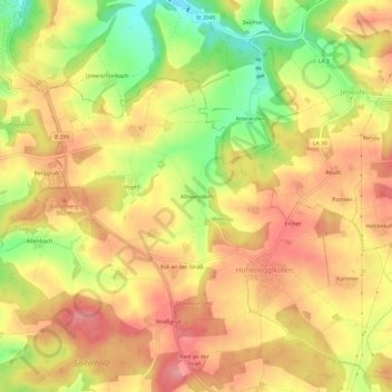 Allmansdorf topographic map, elevation, terrain