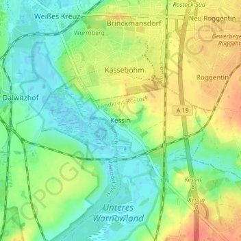 Kessin topographic map, elevation, terrain