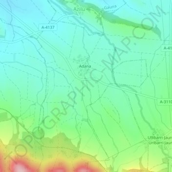 Urbia topographic map, elevation, terrain