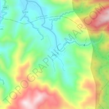 Obi topographic map, elevation, terrain