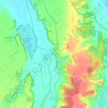 Wattenweiler topographic map, elevation, terrain