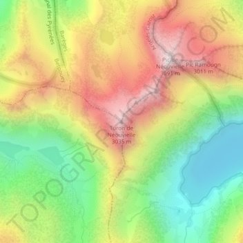 Turon de Néouvielle topographic map, elevation, terrain
