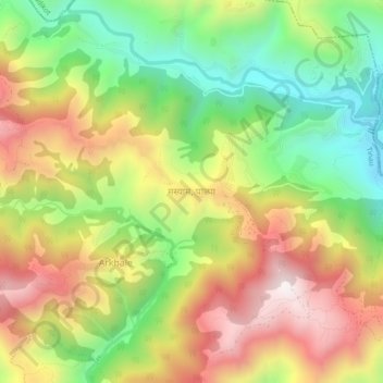 Masyam, Palpa topographic map, elevation, terrain