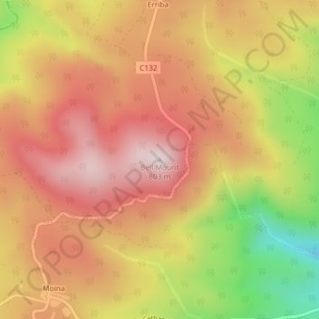 Bell Mount topographic map, elevation, terrain
