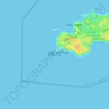 West End topographic map, elevation, terrain